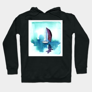 Purple sail on a smooth sea Hoodie